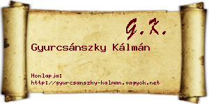 Gyurcsánszky Kálmán névjegykártya